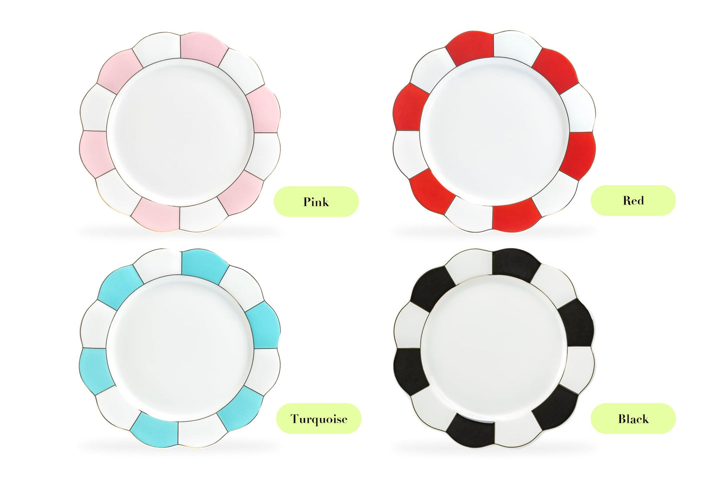 Black and White Scallop Fine Porcelain Dinner Plate