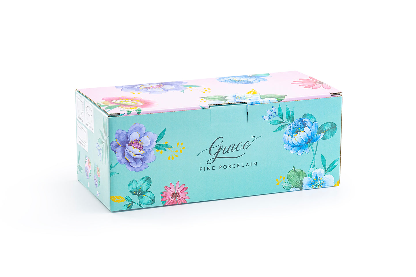 Mint Flower Garden Fine Porcelain Sugar Creamer & Serving Tray Set