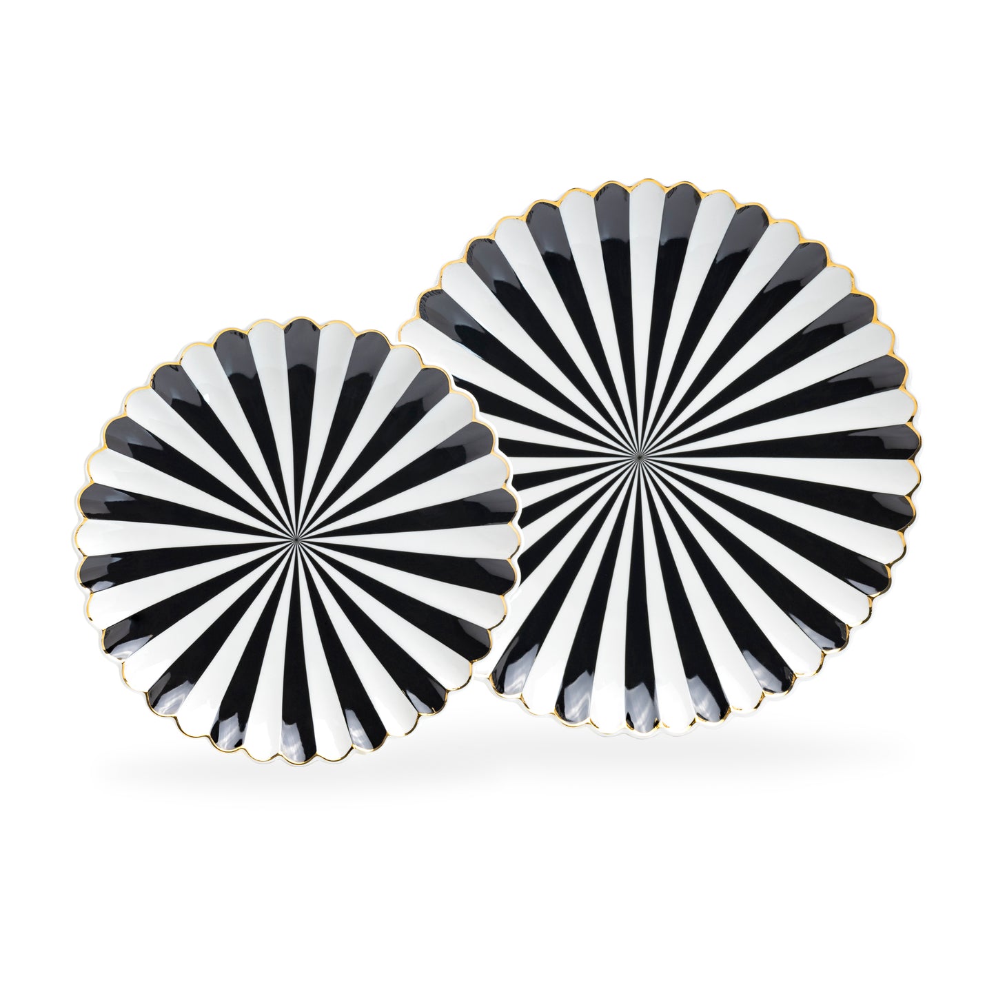 Black and White Scallop Fine Porcelain Tea Set