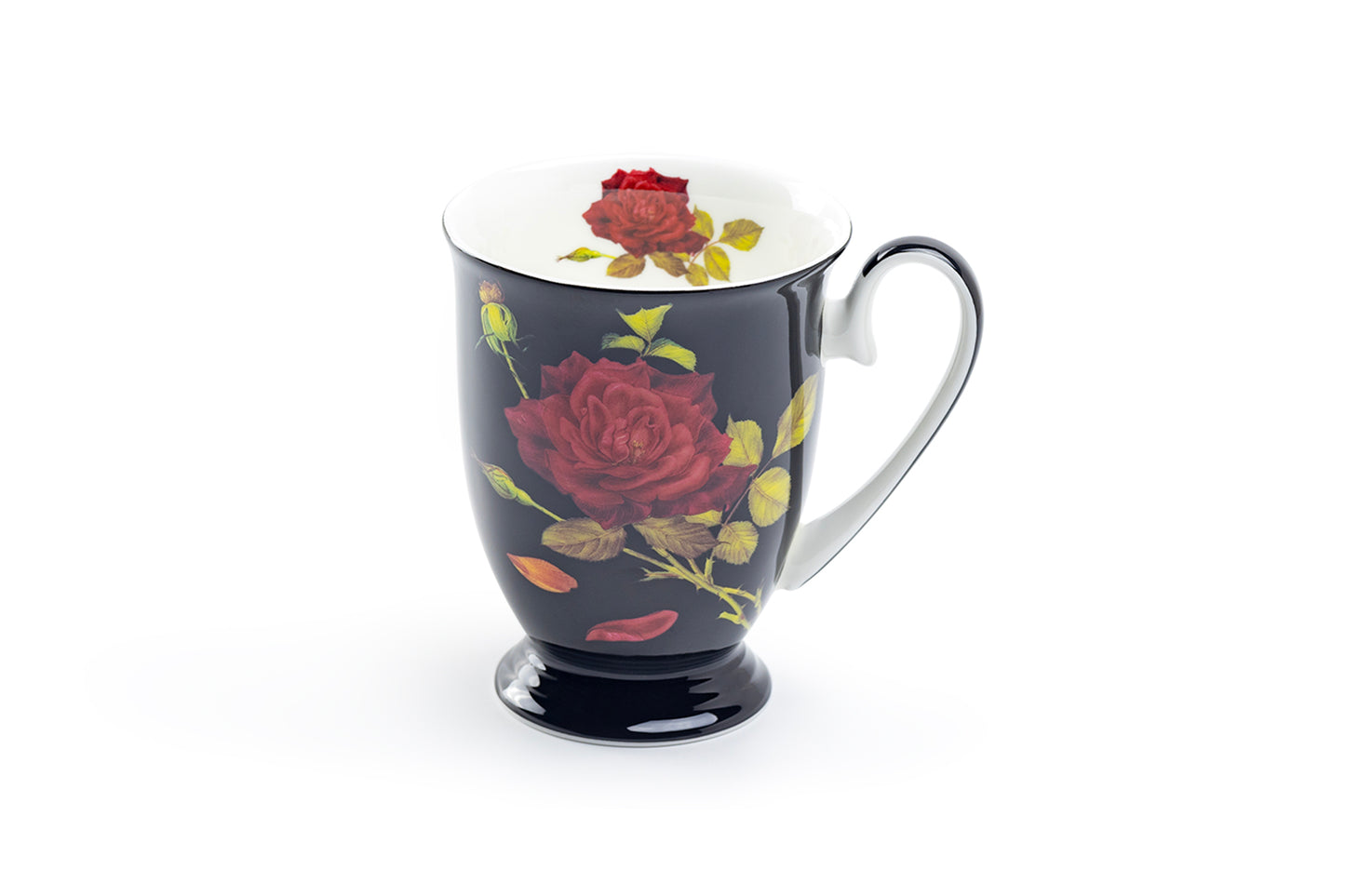 Stem Rose Black Bone China Mug