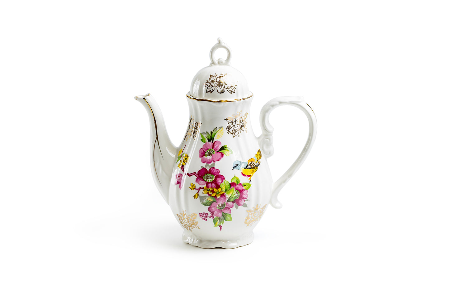 Spring Flowers with Bird Fine Porcelain Mini Teapot