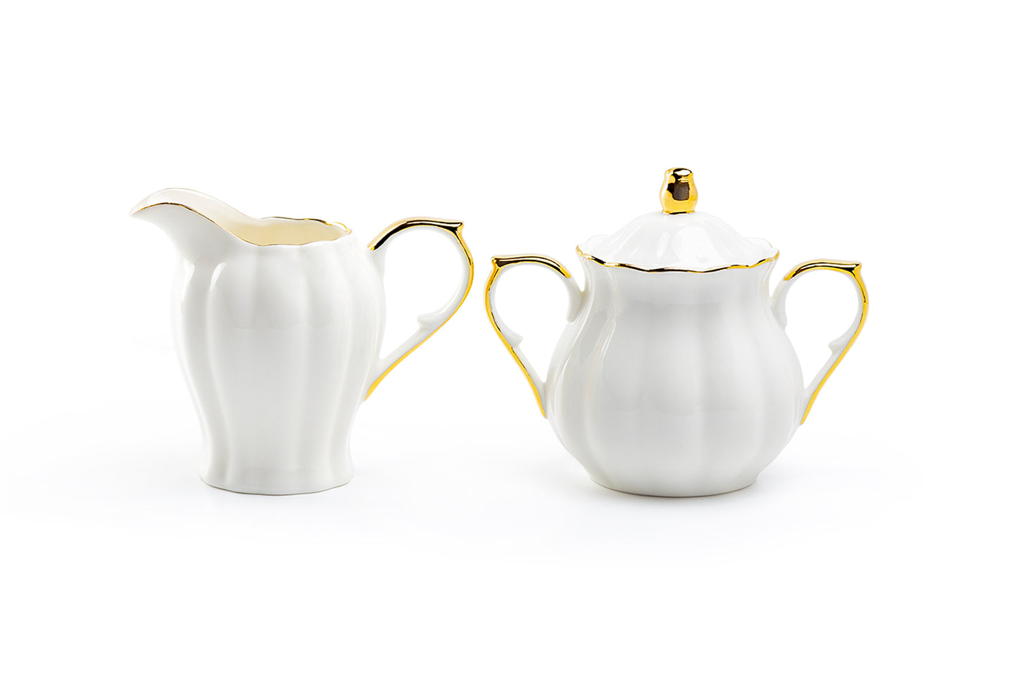 White Gold Scallop Fine Porcelain Sugar & Creamer Set