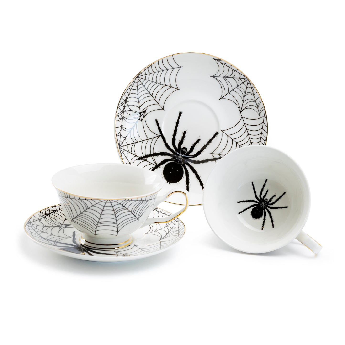 Spider White Gold Tea Cup and Saucer