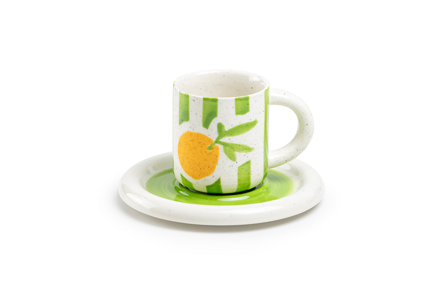 Citrus Stripe 4oz Demitasse Cup and Saucer