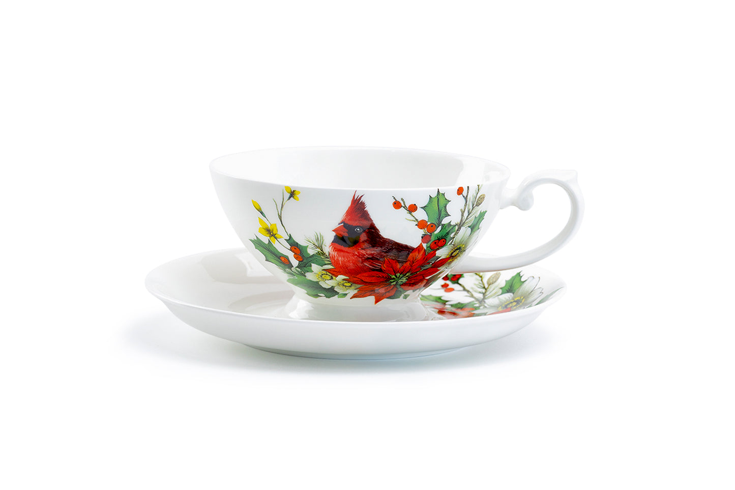 Cardinal Poinsettia Bone China Cup and Saucer