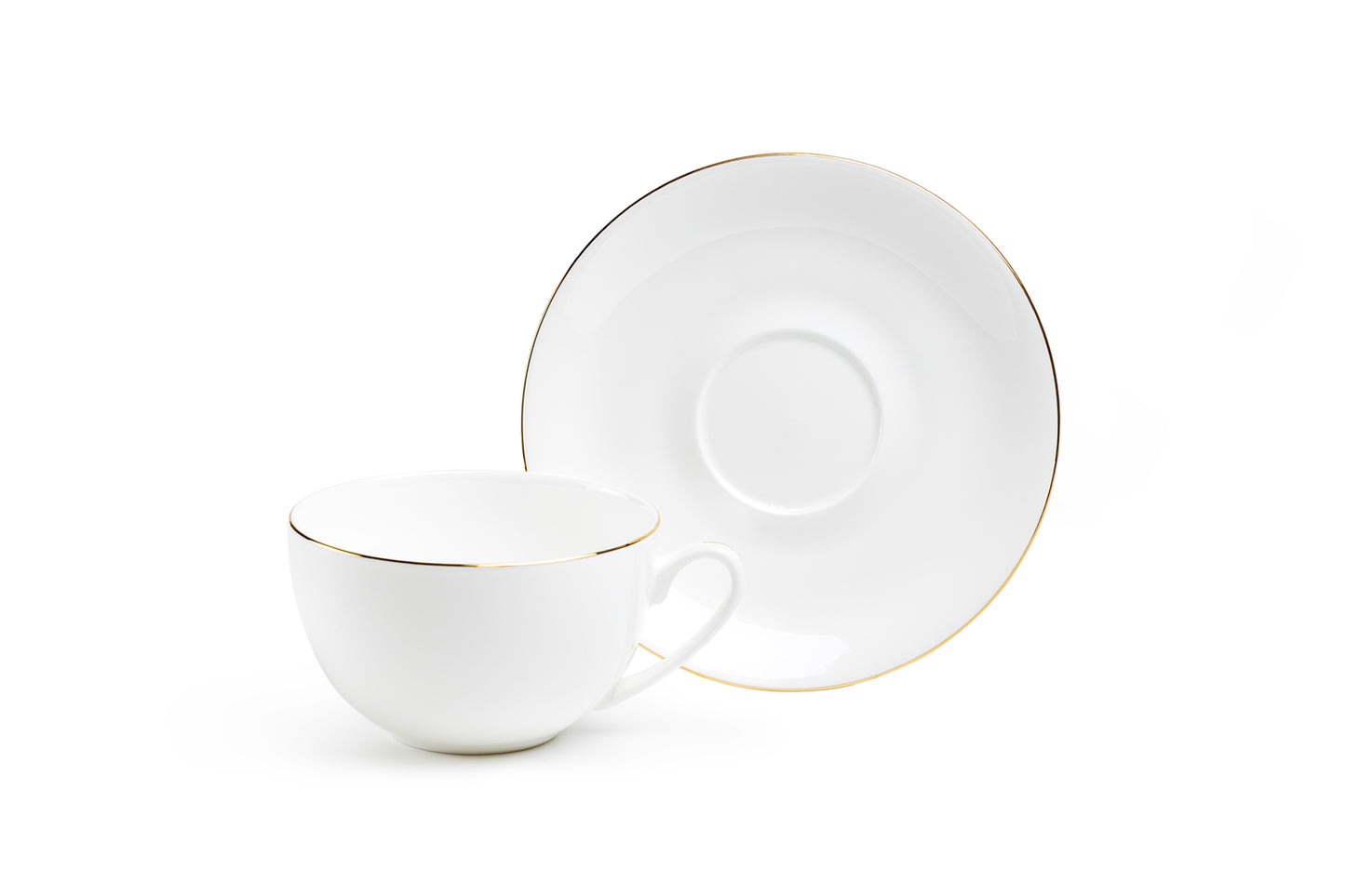 Gold Rim Blanc Bone China Cup and Saucer