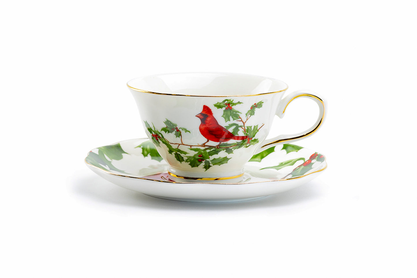 Red Cardinal Fine Porcelain Tea Cup and Saucer