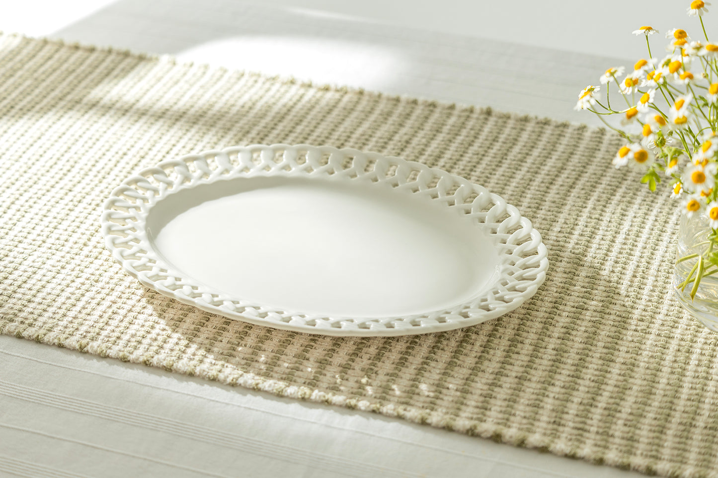 White Heirloom Fine Porcelain Oval Serving Platter