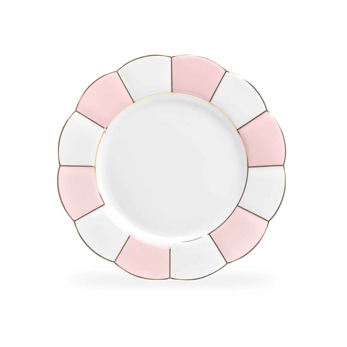 Pink and White Scallop Fine Porcelain Dessert Plate
