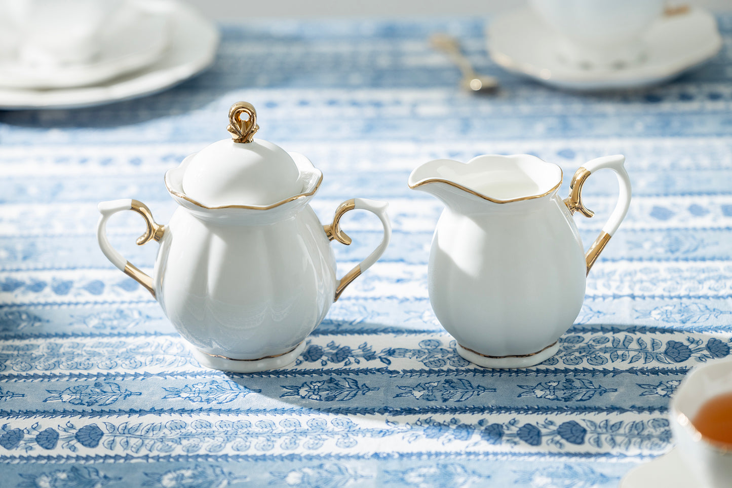White Gold Scallop Fine Porcelain Tea Set