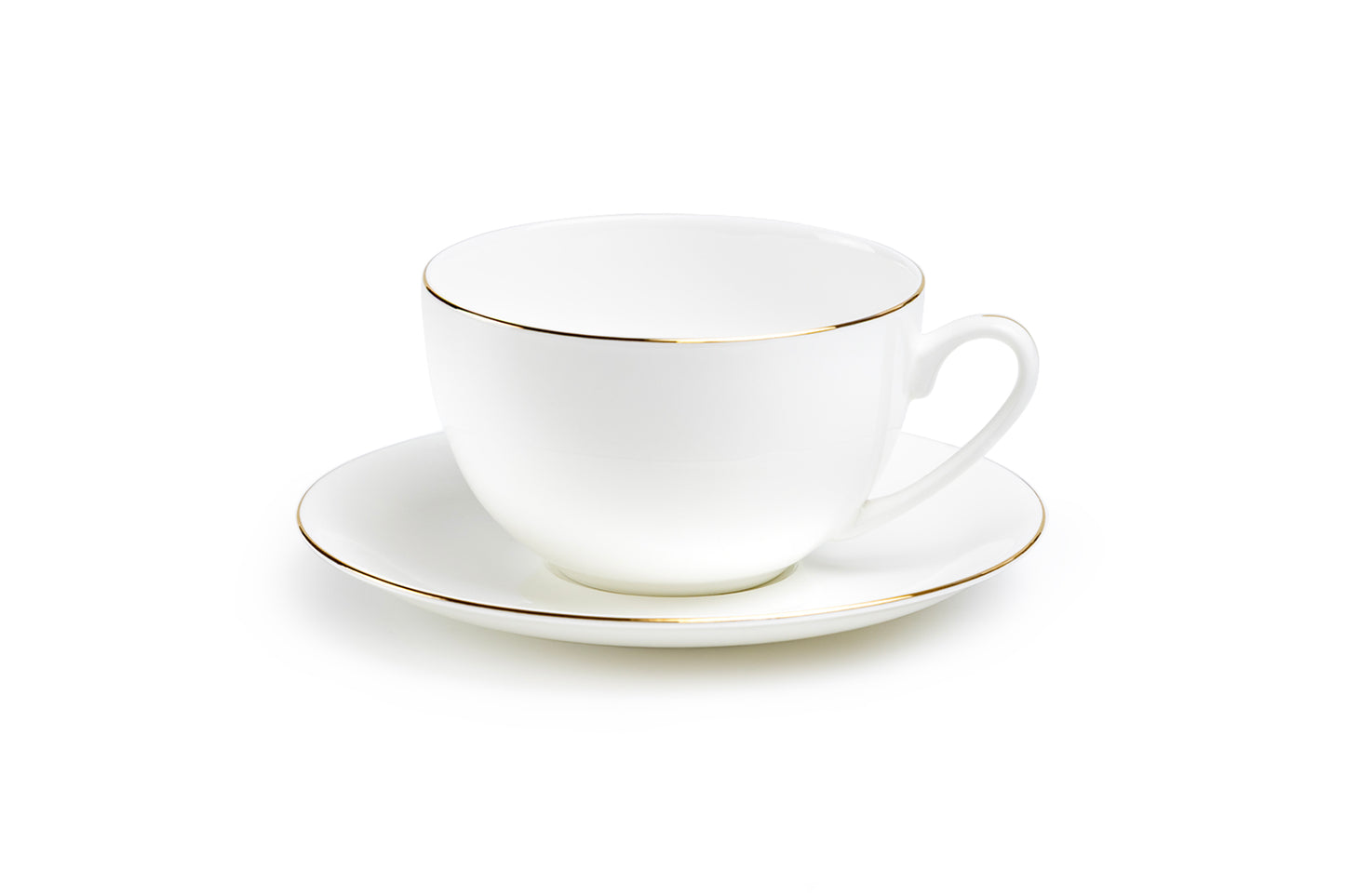 Gold Rim Blanc Bone China Cup and Saucer