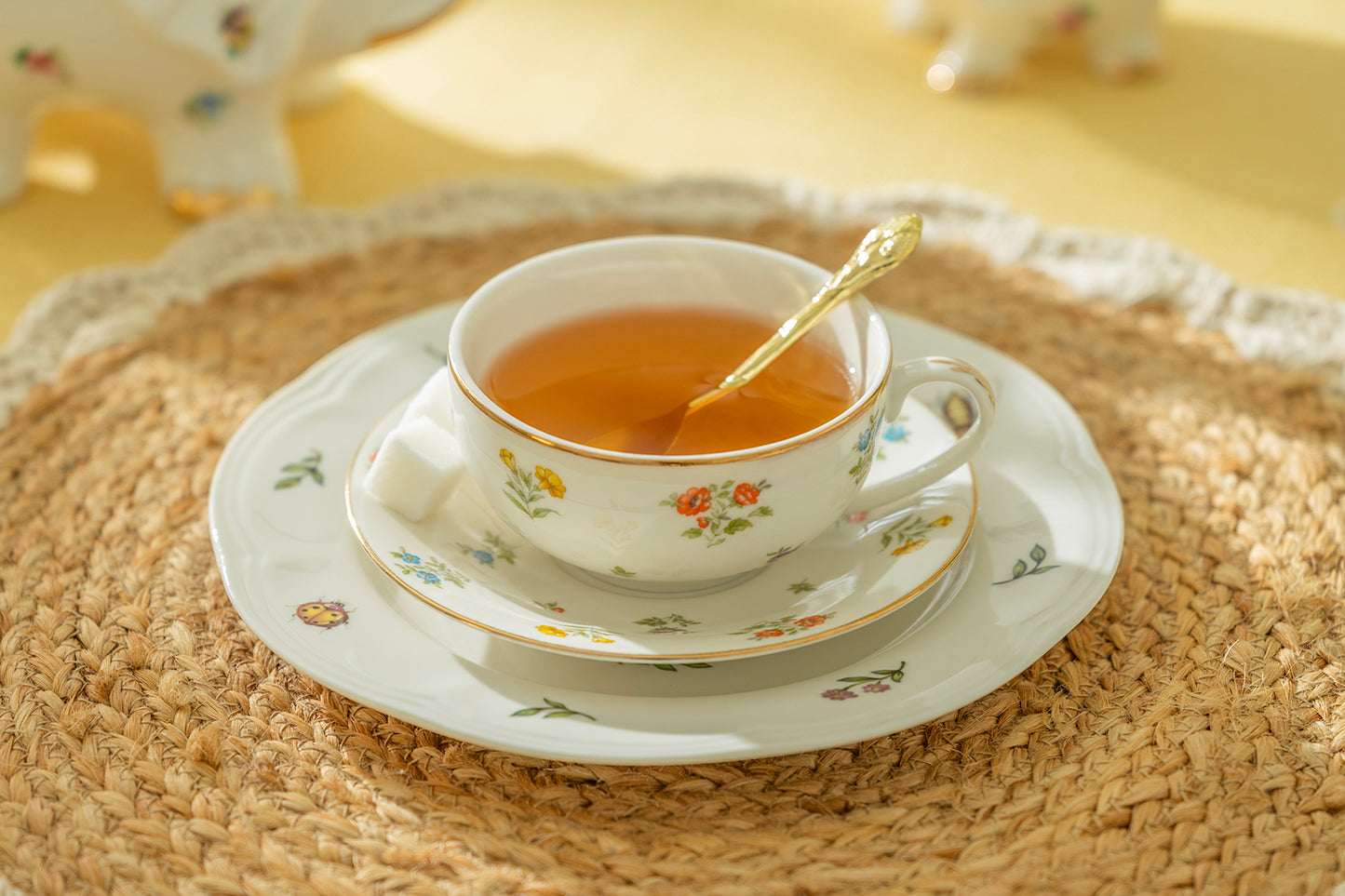 Spring Flowers Fine Porcelain Tea Cup and Saucer