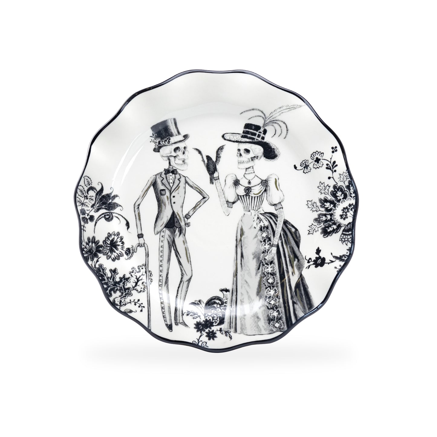 Halloween Victorian Skeletons Dessert/Salad Plate