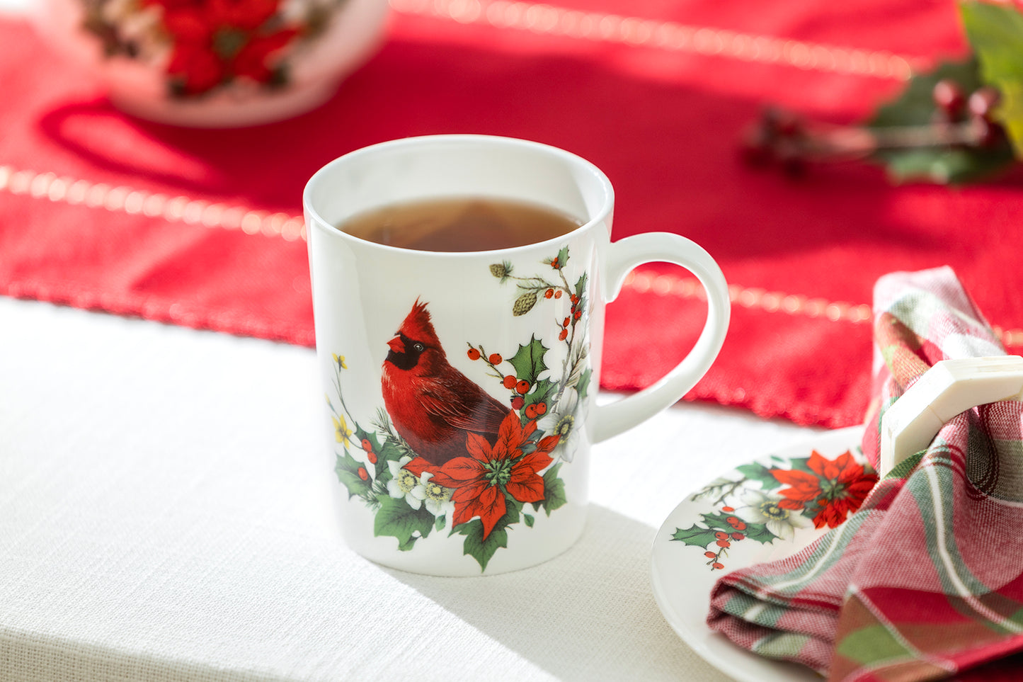 Cardinal Poinsettia Bone China Mug