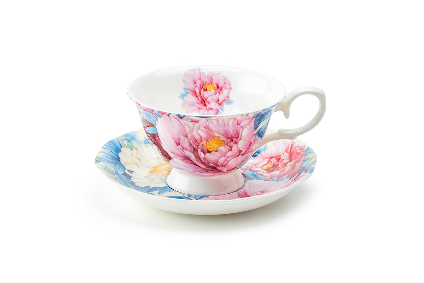 Empire Peony Blue Bone China Tea Cup and Saucer