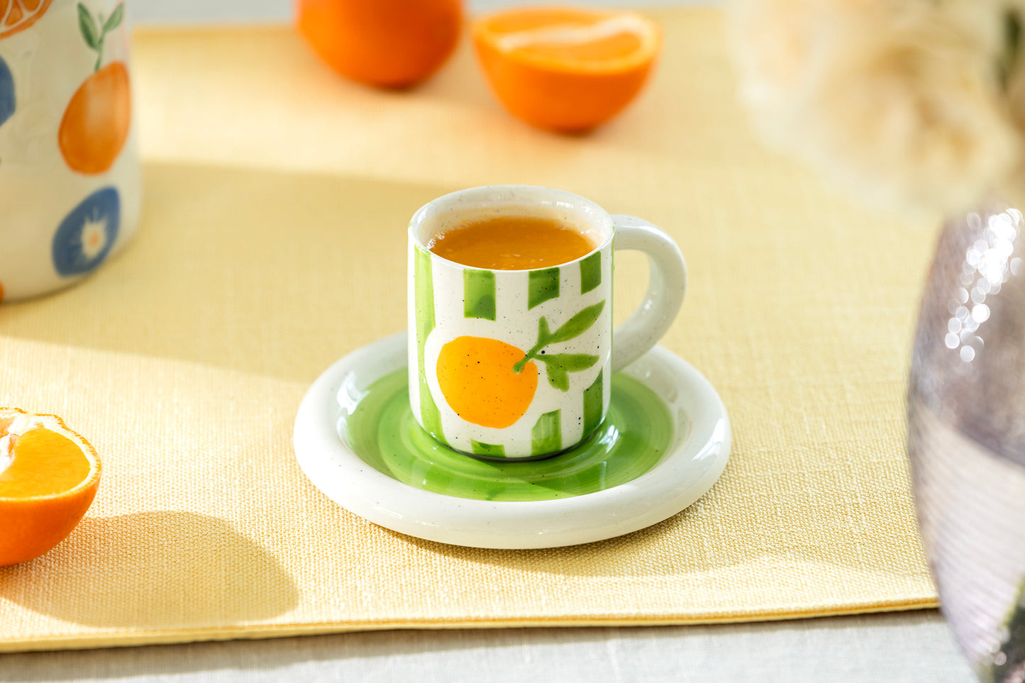 Citrus Stripe 4oz Demitasse Cup and Saucer