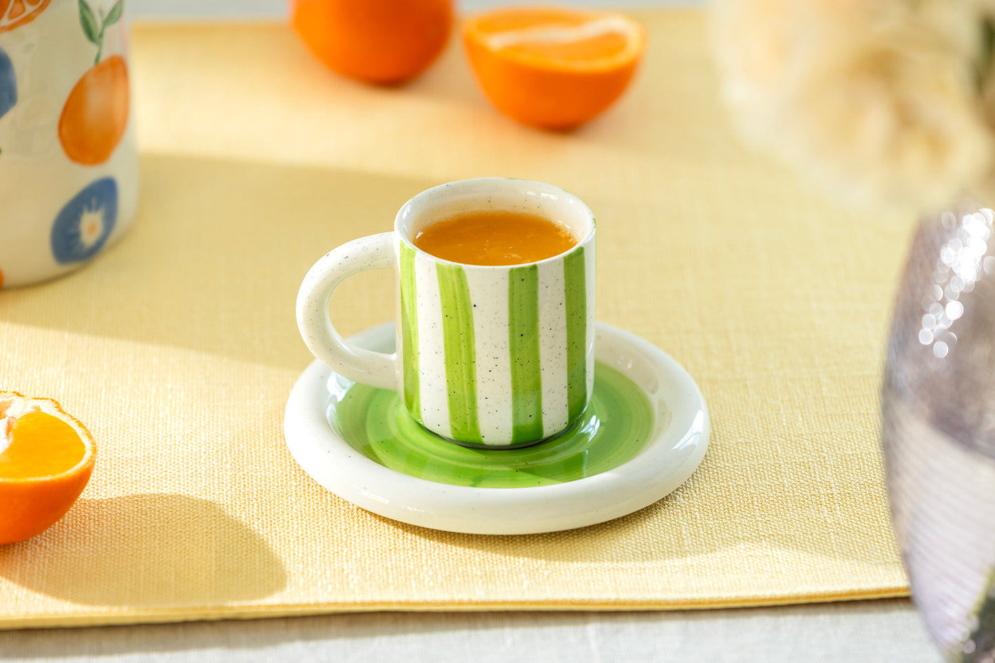 Citrus Stripe 4oz Demitasse Cup and Saucer
