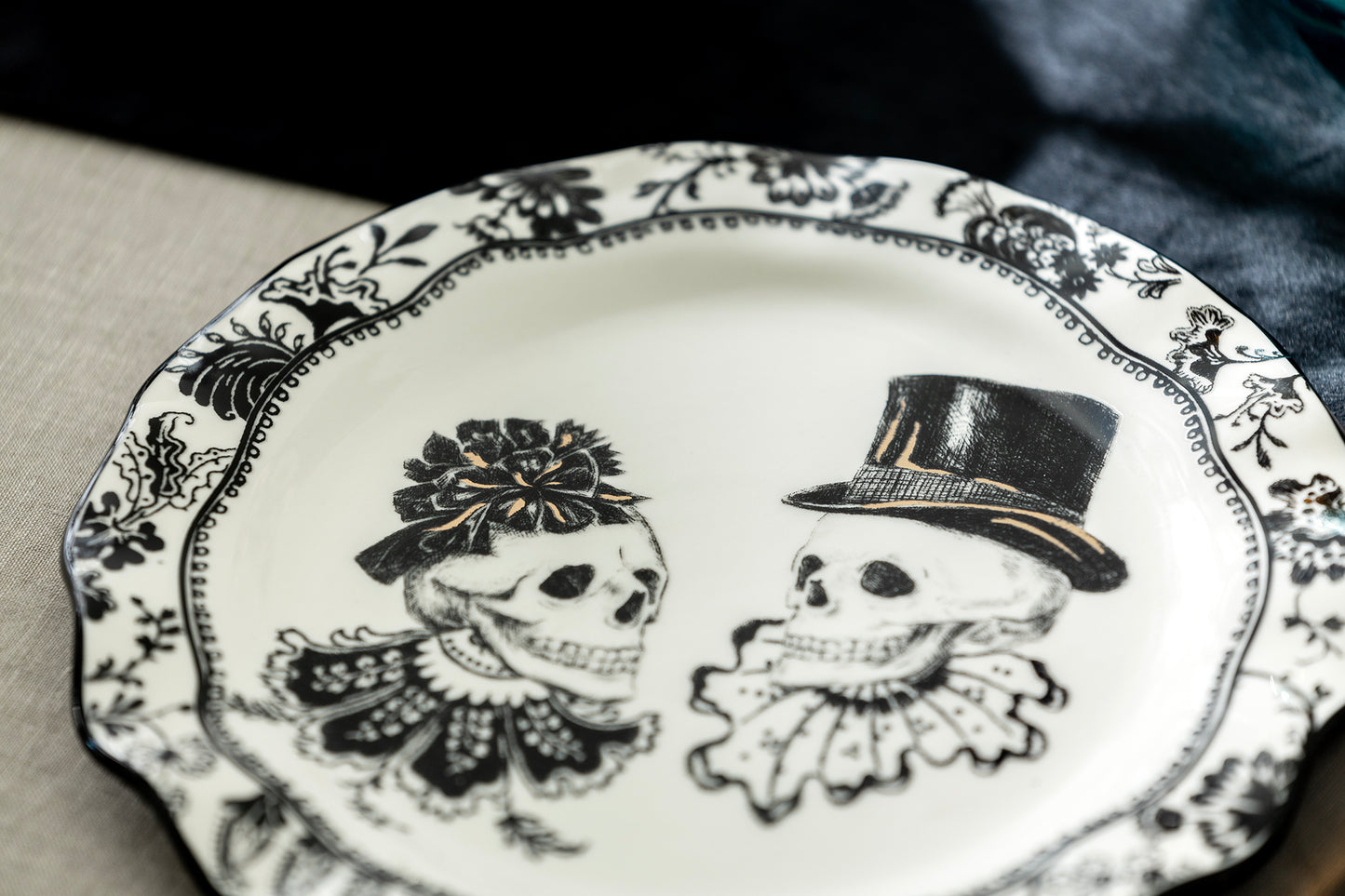 Halloween Victorian Skulls Dessert/Salad Plate