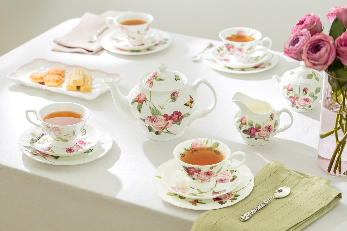Kensington Pink Rose Bone China Tea Set