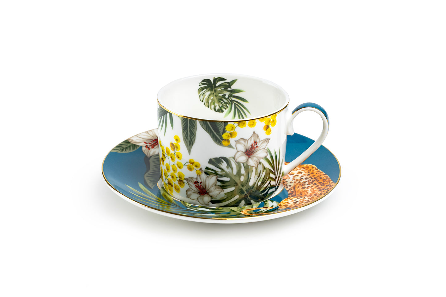 Tropical Leopard Fine Porcelain Cup and Saucer