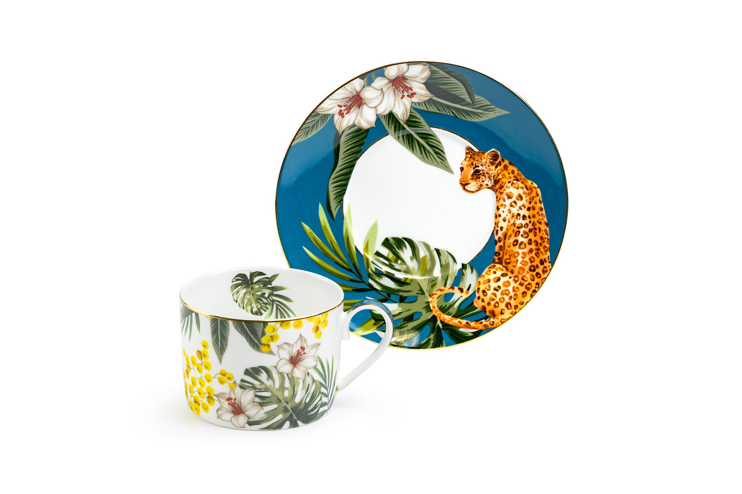 Tropical Leopard Fine Porcelain Cup and Saucer