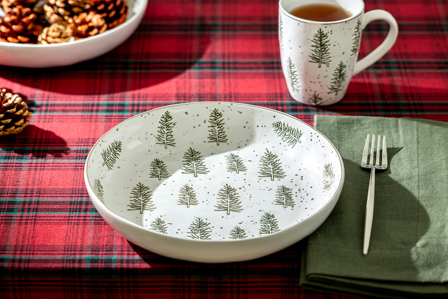 Snowy Pine Trees 10-inch Pasta Bowl
