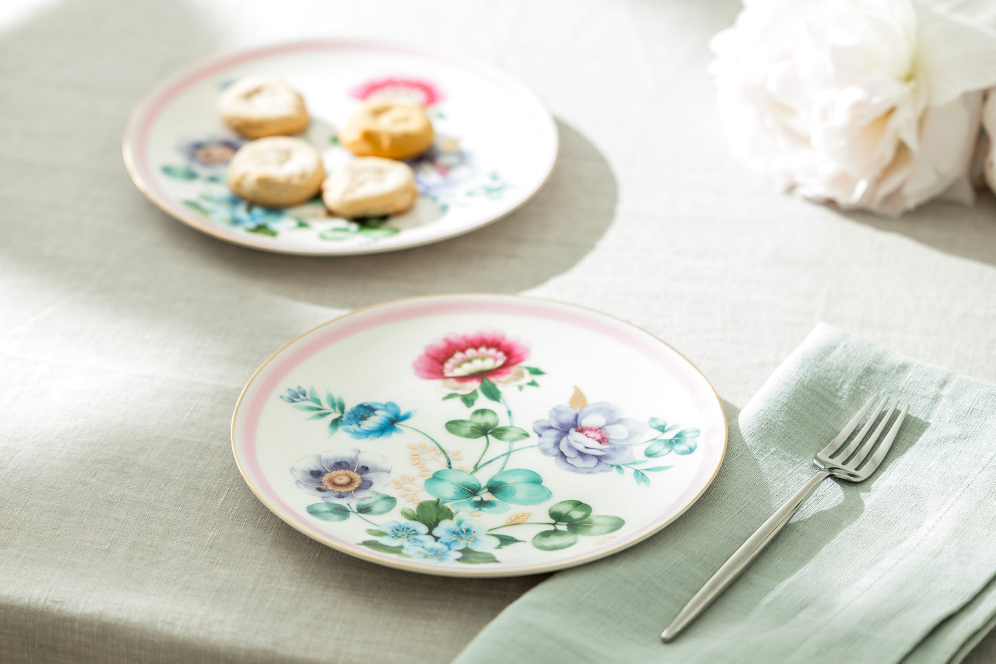 Pink Flower Garden Fine Porcelain Dessert Plate