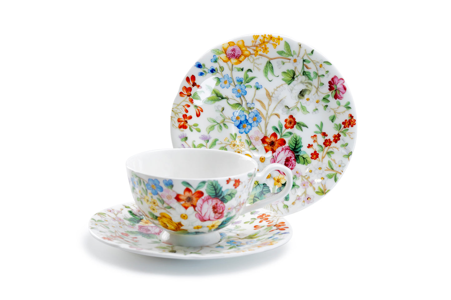 Lismore Rose Garden Bone China Tea Cup and Saucer