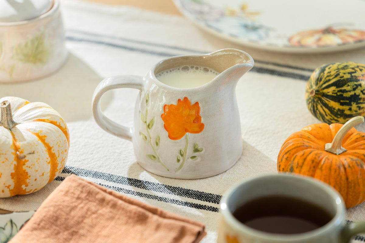 Pressed Fall Leaves Sugar & Creamer Set