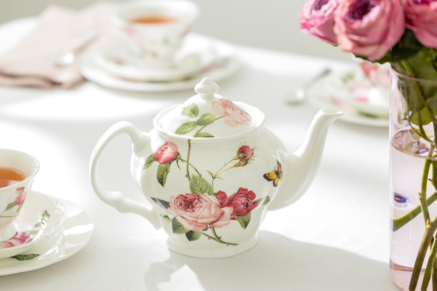 Kensington Pink Rose Bone China Tea Set