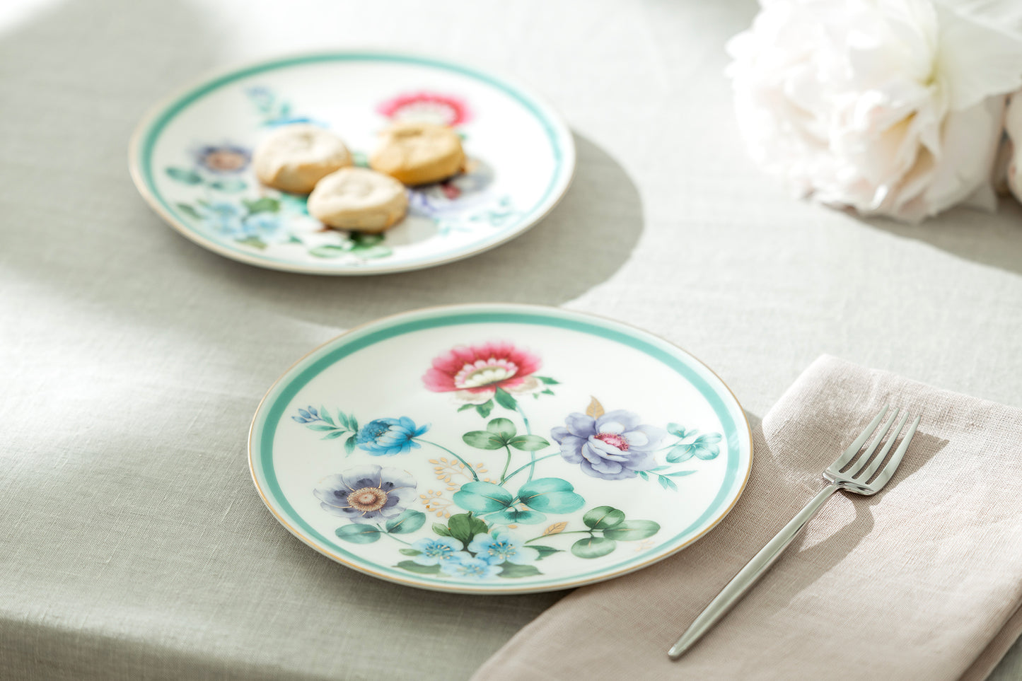 Mint Flower Garden Fine Porcelain Dessert Plate