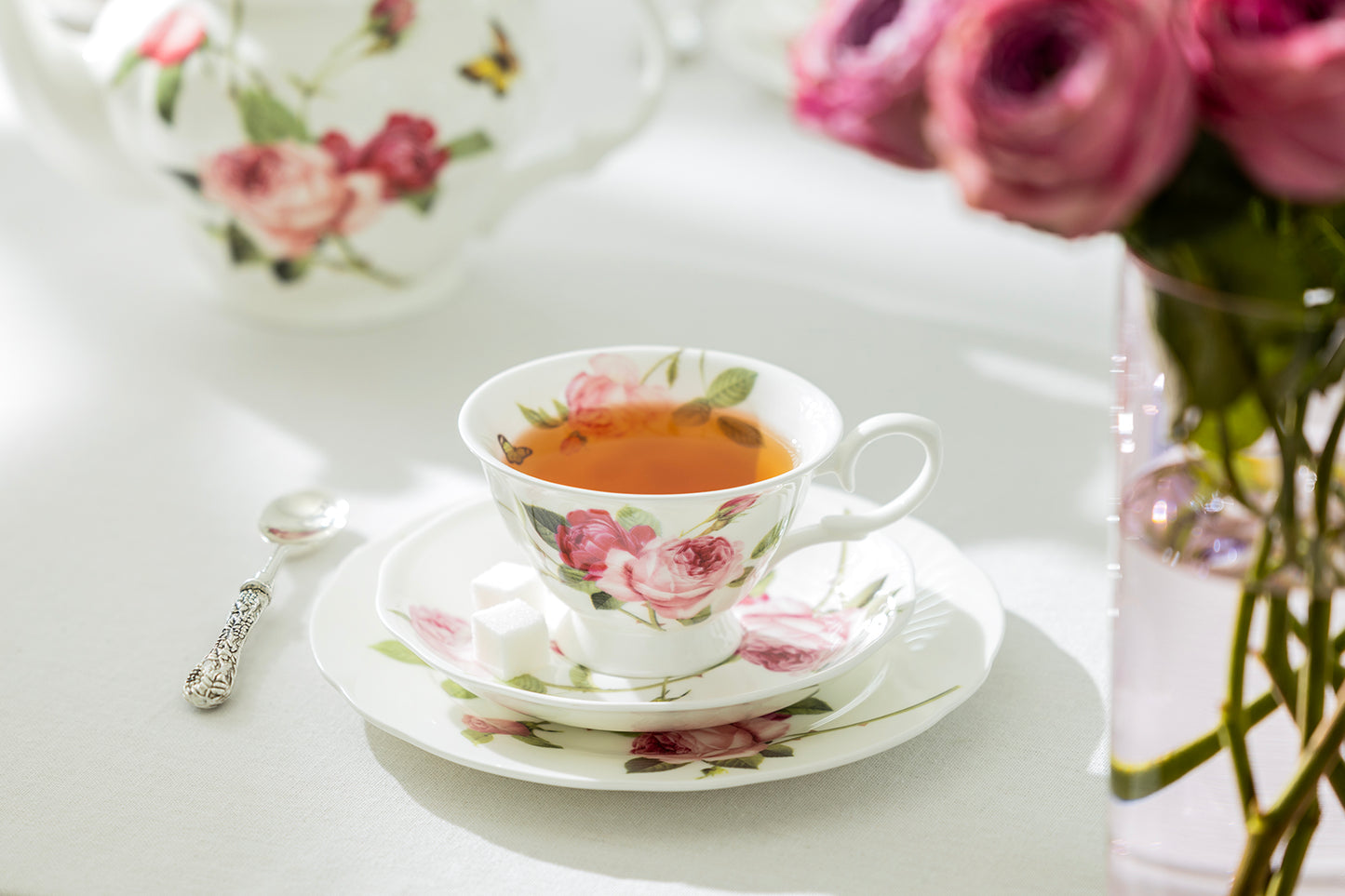 Kensington Pink Rose Bone China Tea Set