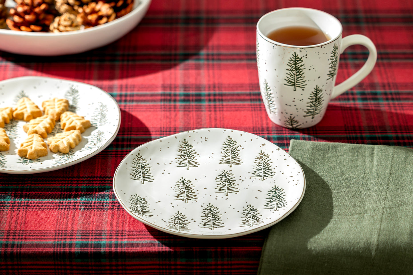 Snowy Pine Trees Organic Shape Dessert Plate