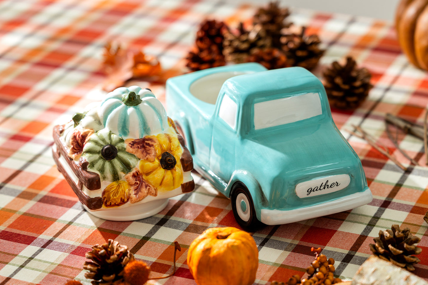 Fall Pumpkin Harvest Mint Truck Cookie Jar