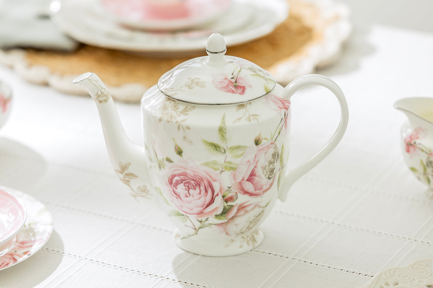 Beau Rose Bone China Teapot