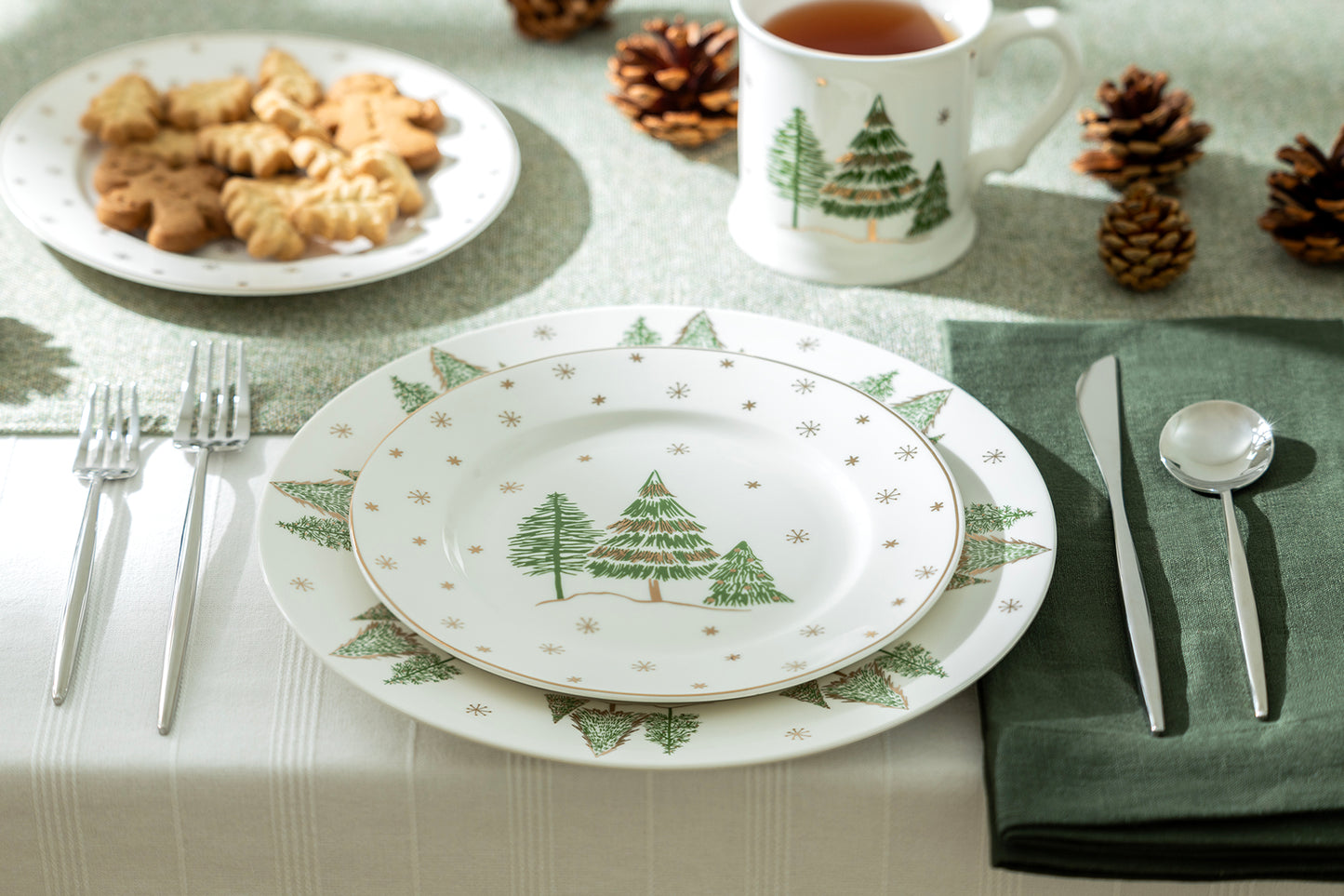 Christmas Pine Trees Fine Porcelain Dinner Plate