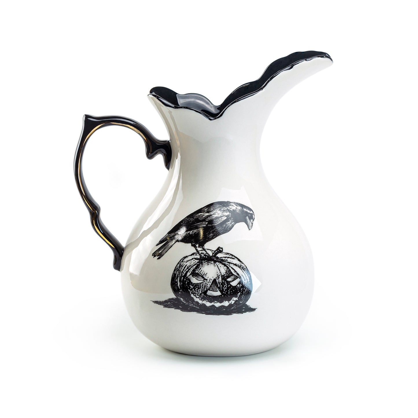 Halloween Witches Brew Pitcher with Raven Jack-o'-lantern on the back - Black Version