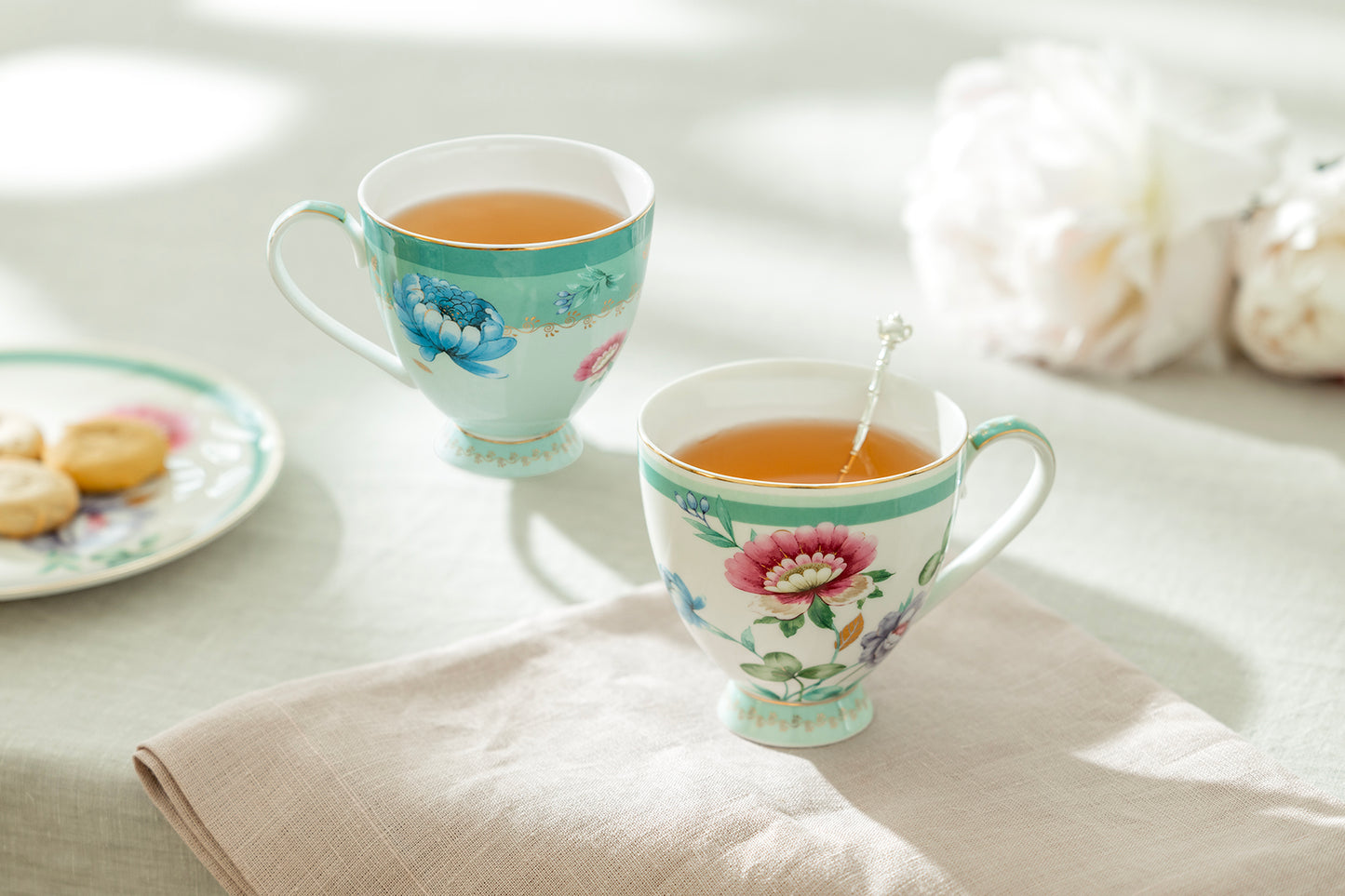 Mint Flower Garden Fine Porcelain Mug Set of 2