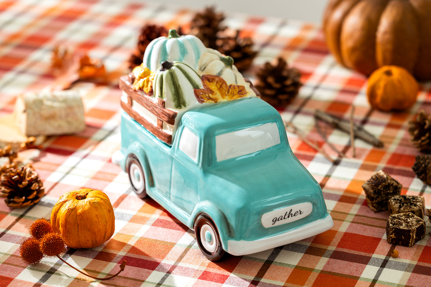 Fall Pumpkin Harvest Mint Truck Cookie Jar