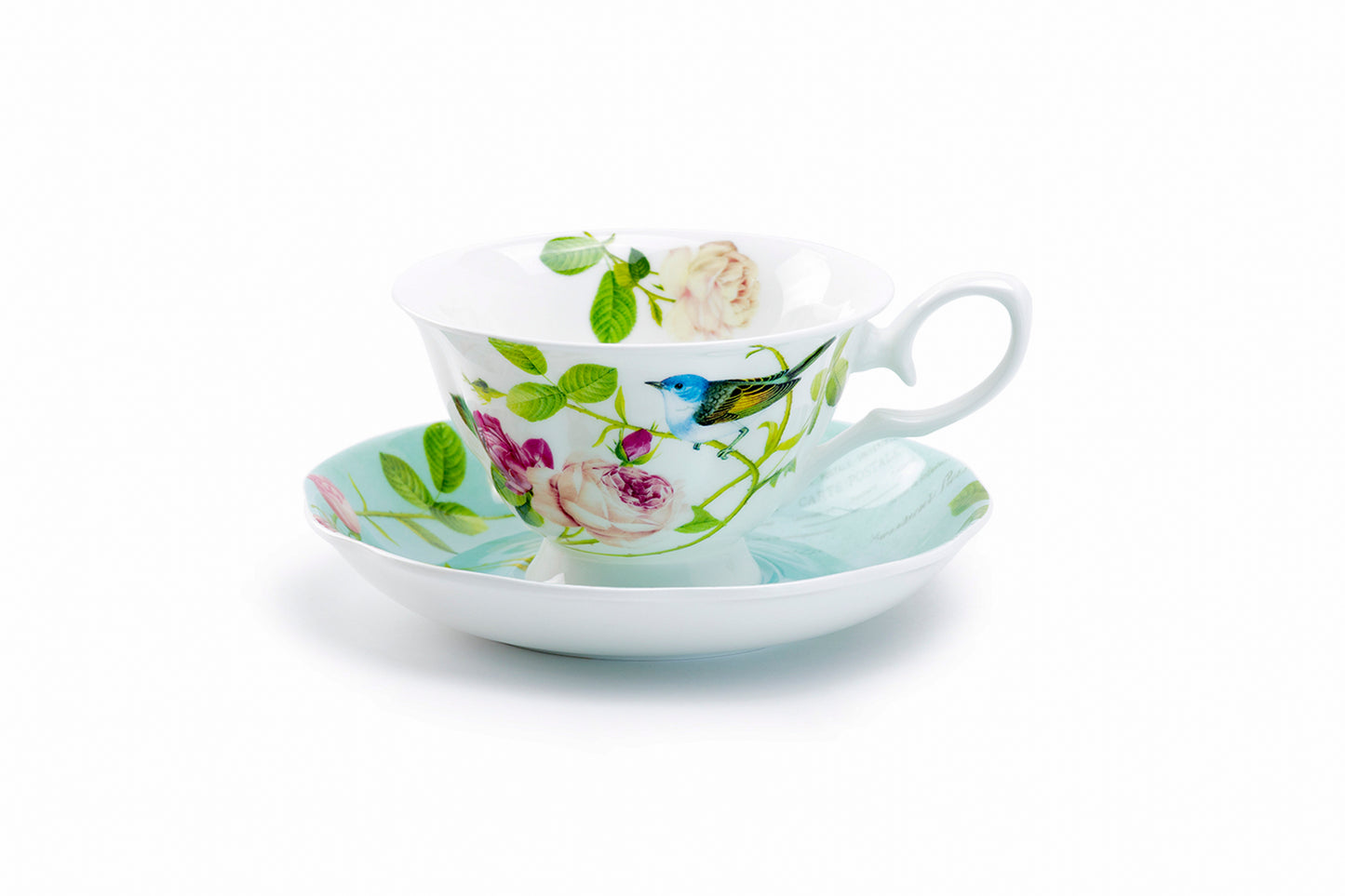 Blue Jay Pink Rose Garden Bone China Tea Cup and Saucer