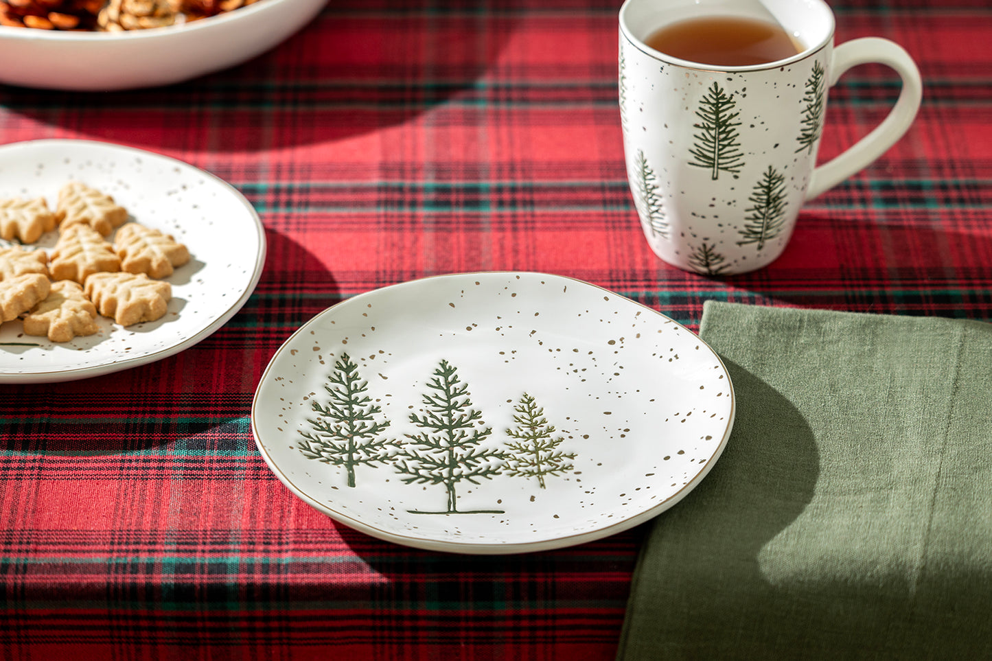 Winter Pine Trees Organic Shape Dessert Plate