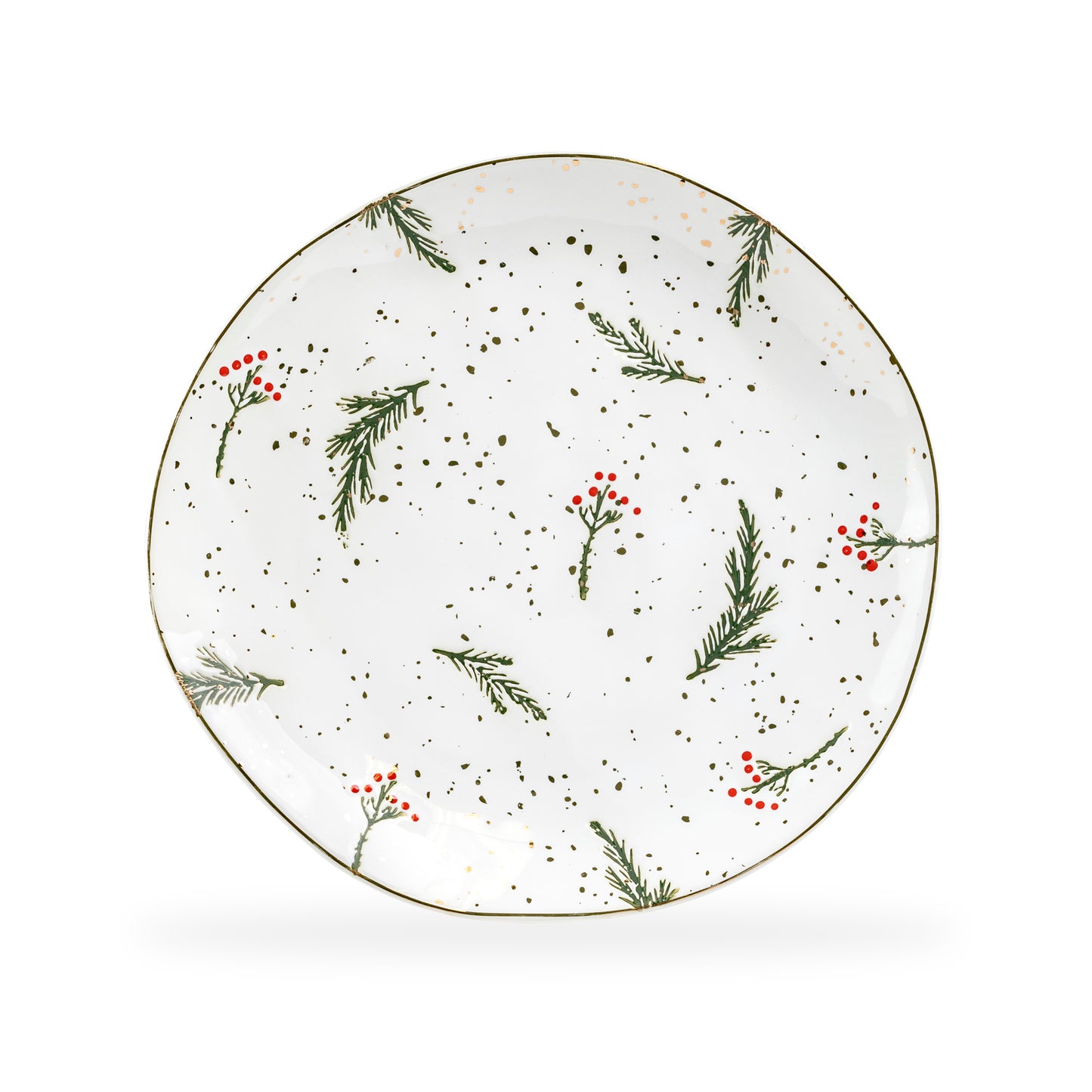 Holly Berries Organic Shape Dinner Plate