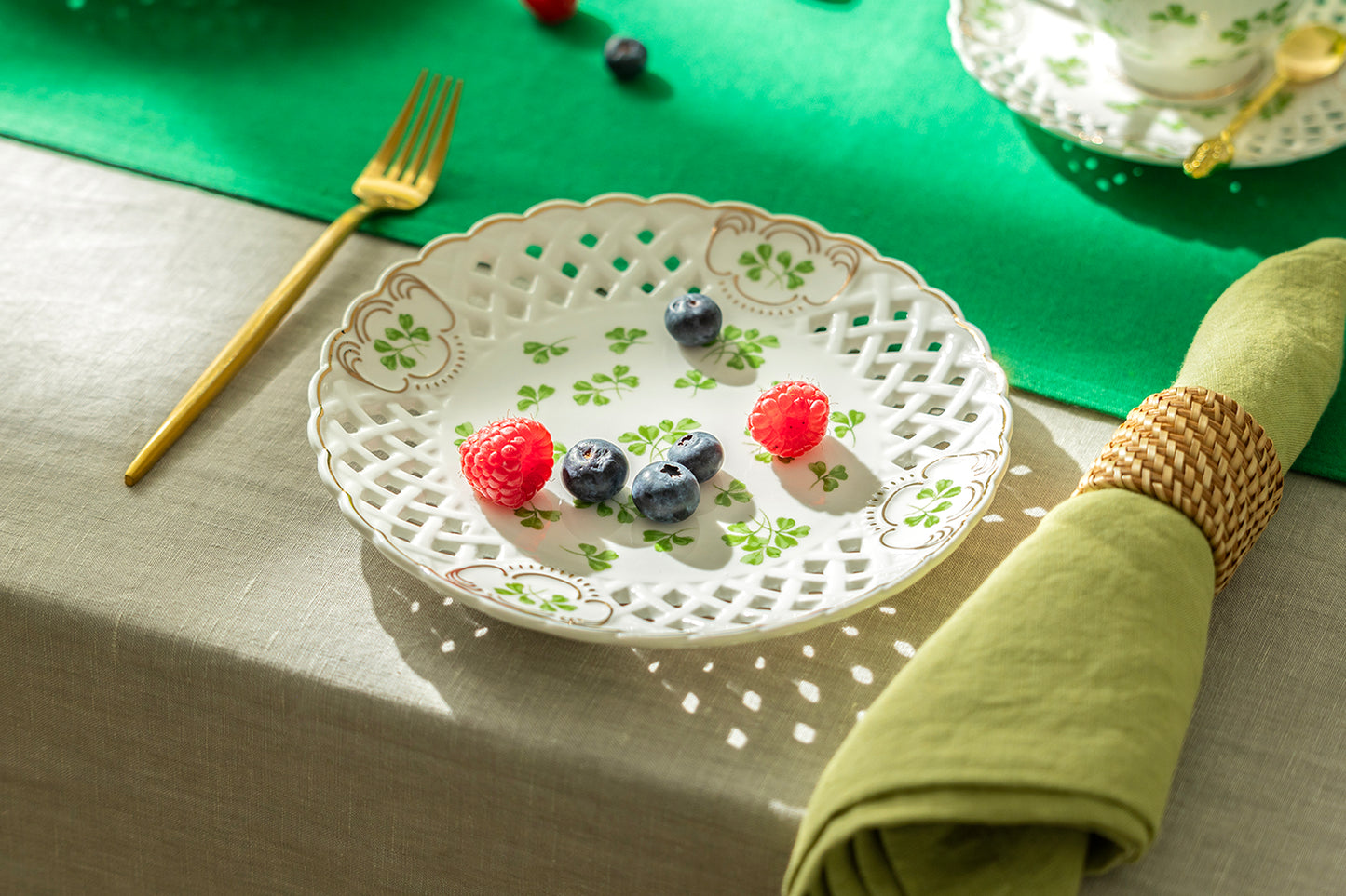 Shamrock Pierced Fine Porcelain Dessert Plate