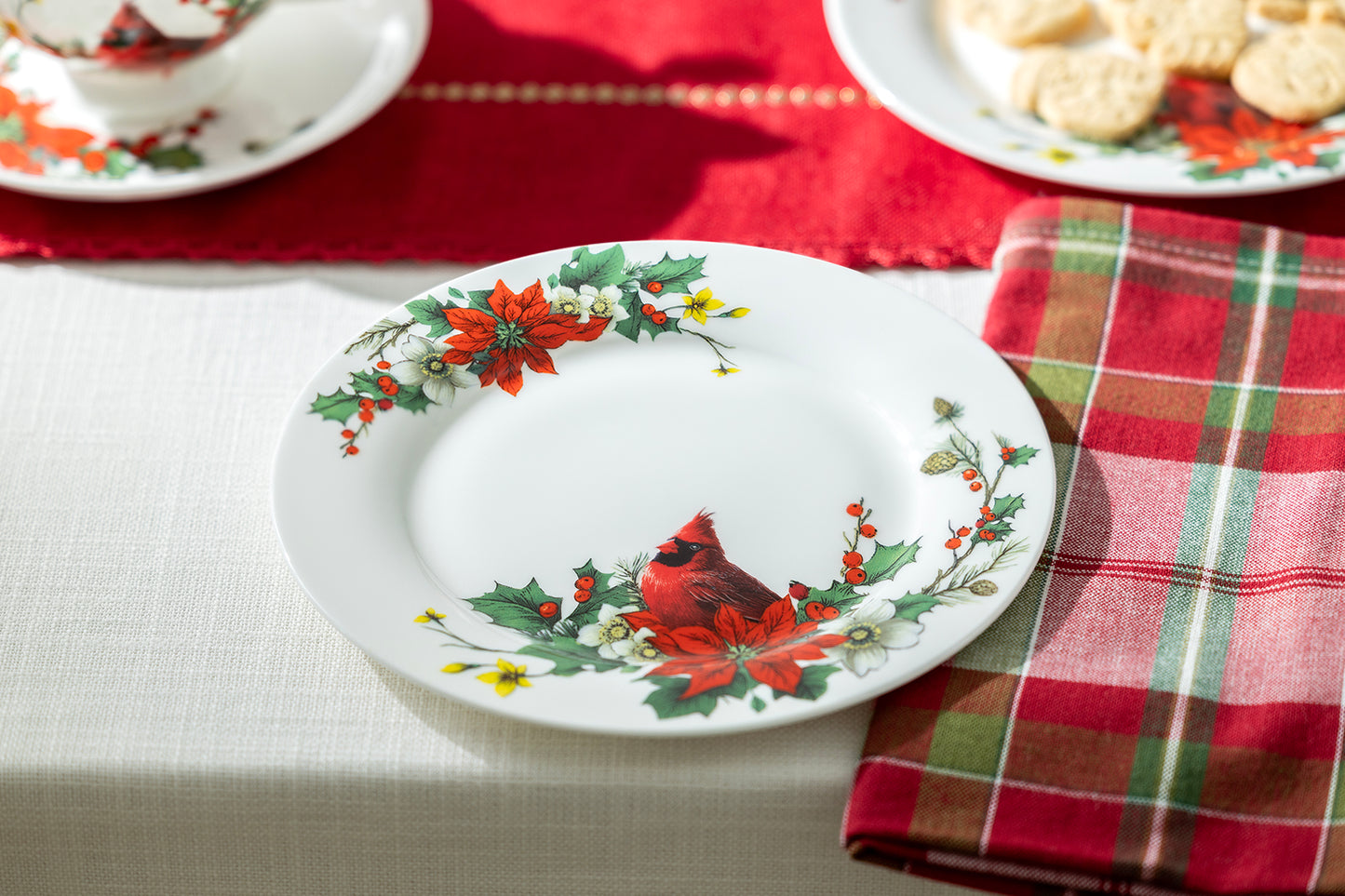 Cardinal Poinsettia Bone China Dessert Plate