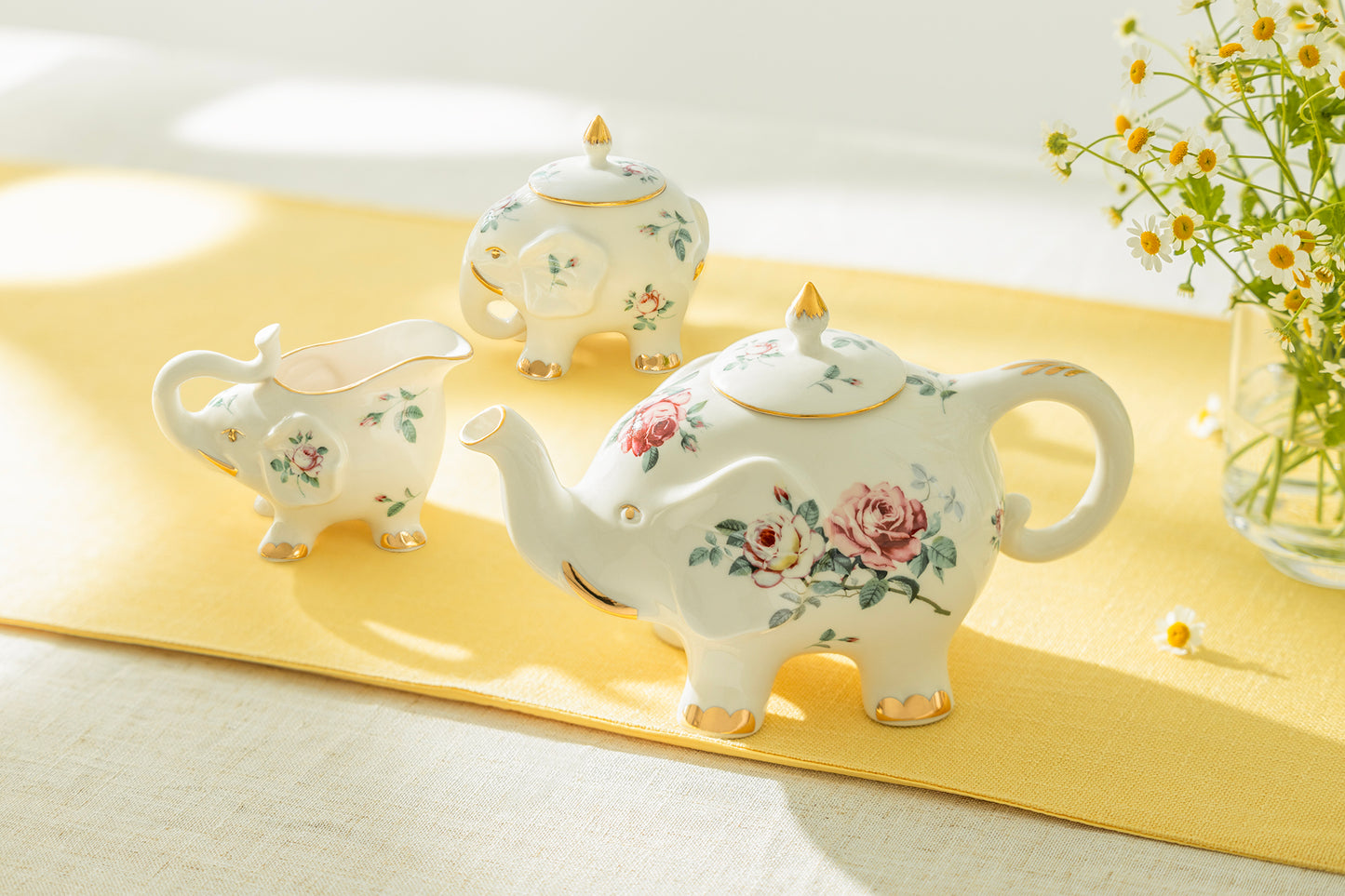 Rose Elephant Fine Porcelain Tea Set