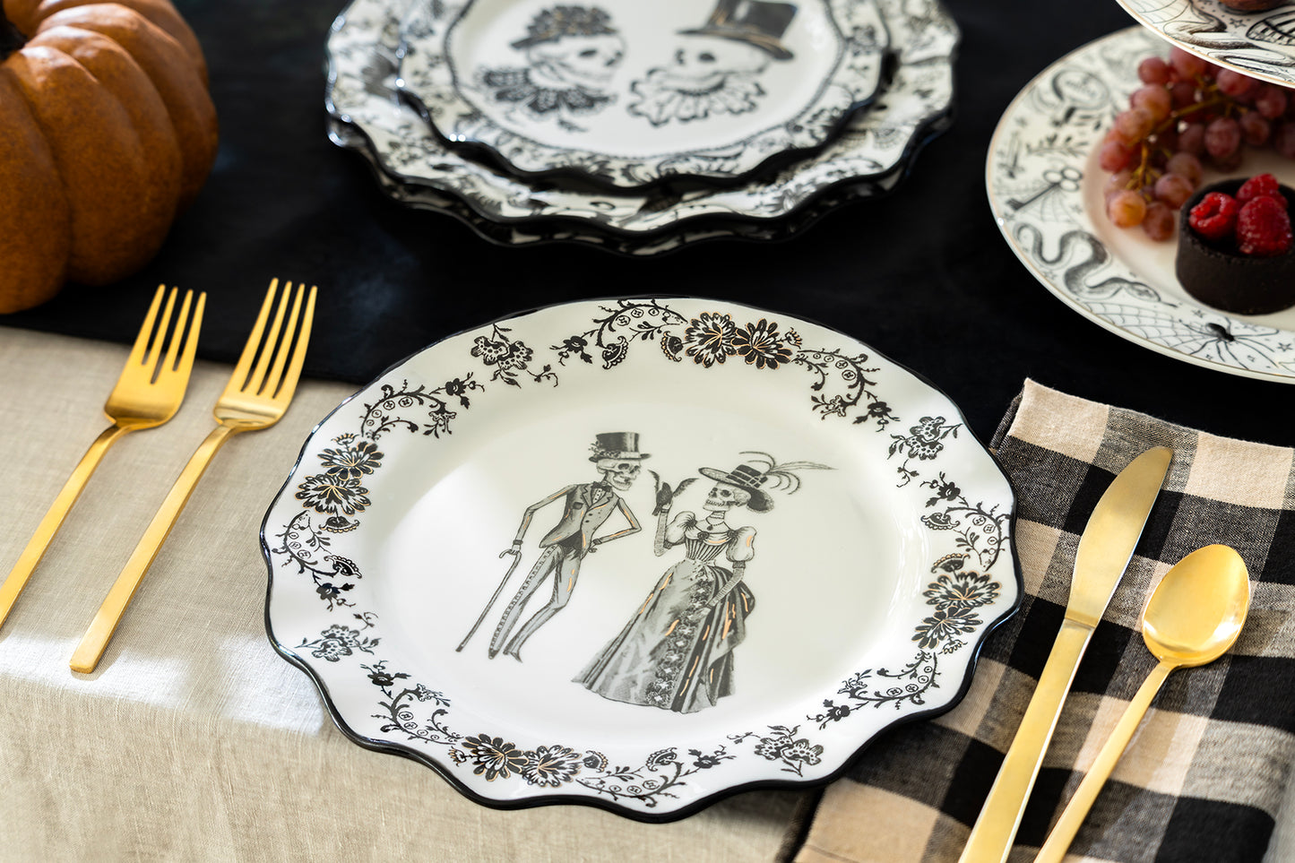 Halloween Victorian Skeletons Dinner Plate