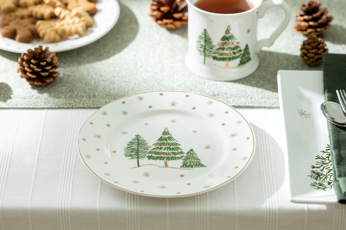 Christmas Pine Trees Fine Porcelain Dessert Plate