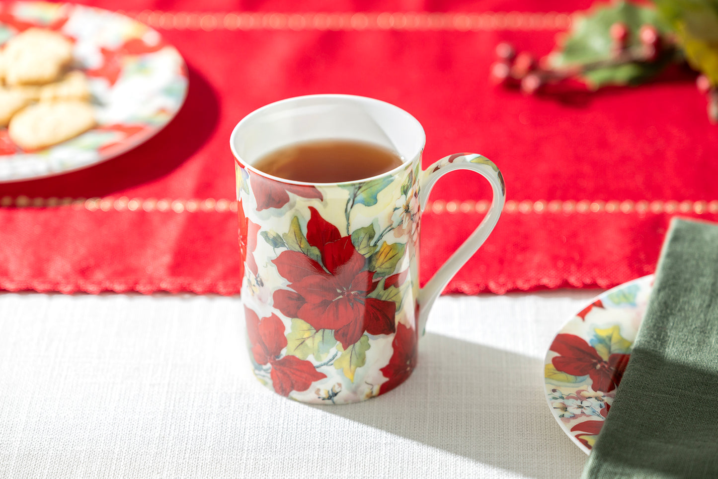 Poinsettia Bone China Mug