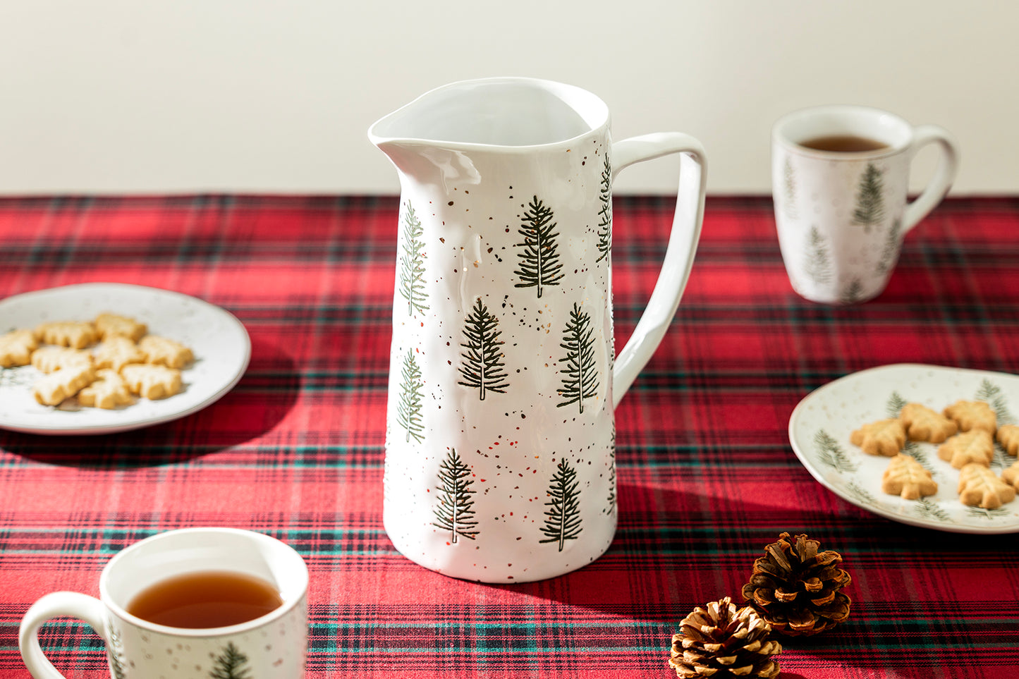Snowy Pine Trees Pitcher