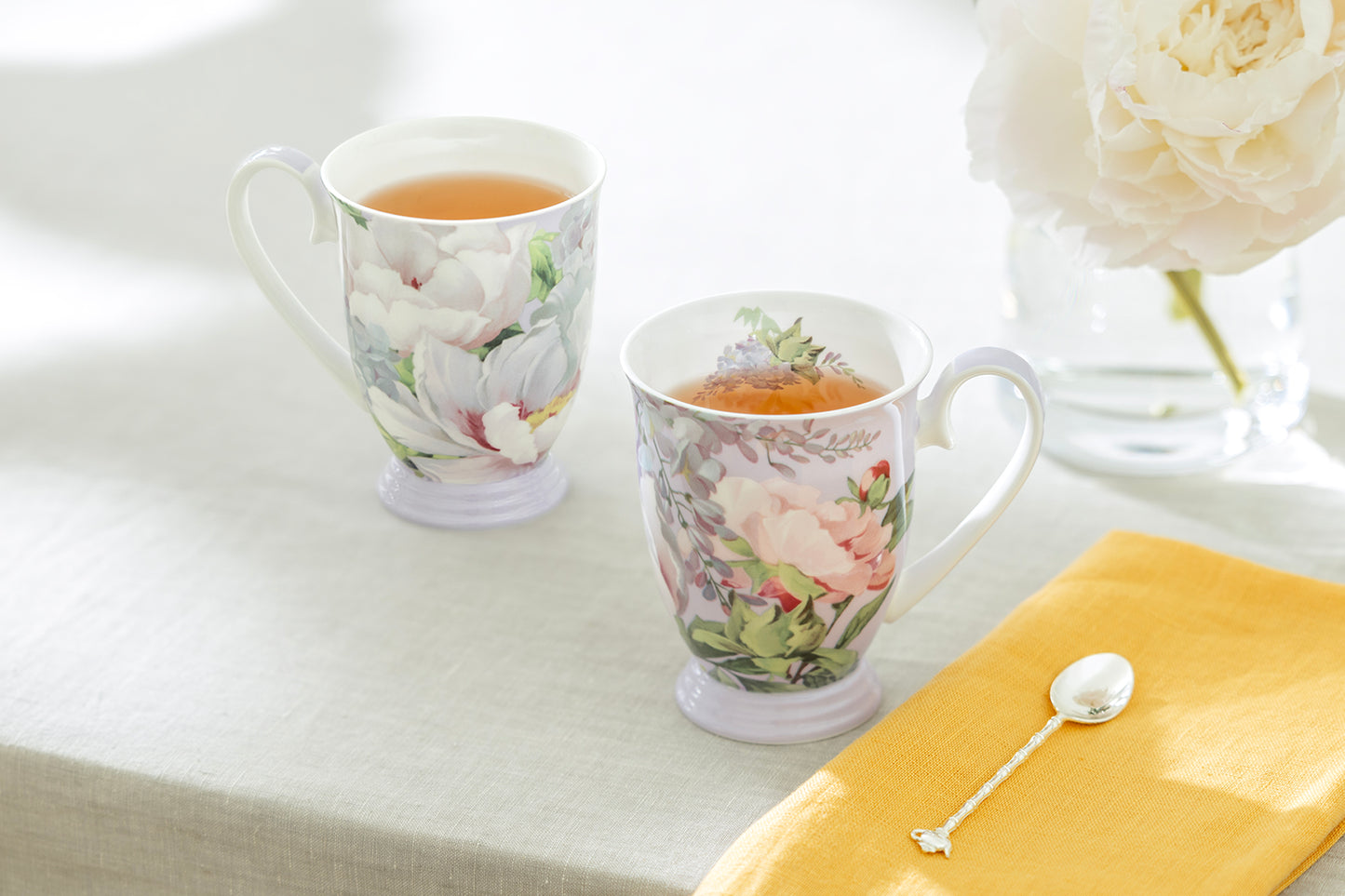 Peony Bloom Purple Bone China Mug